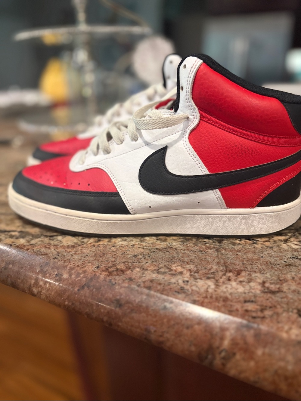 Nike Kids High-Top Sneakers in Red, White & Black